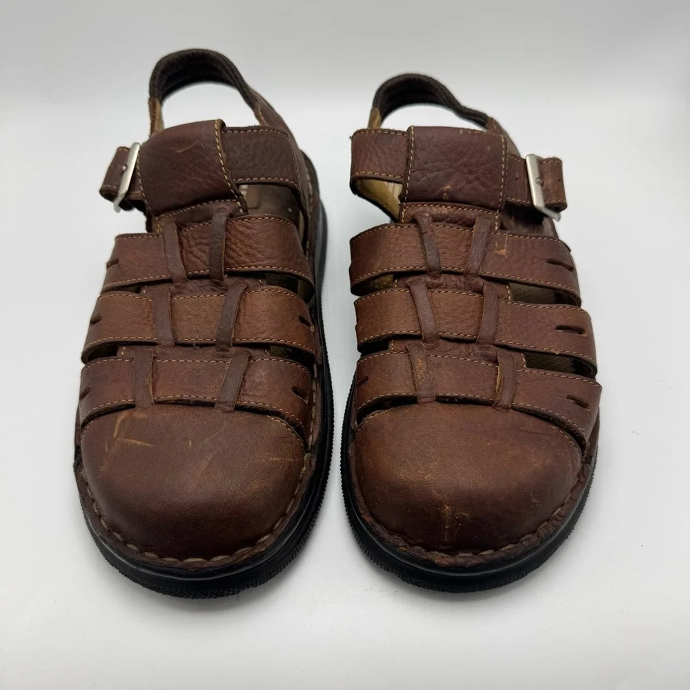 EARTH SHOE Simon II Fisherman Sandals Men's Size 12 Brown Leather Slides Y2K 90s